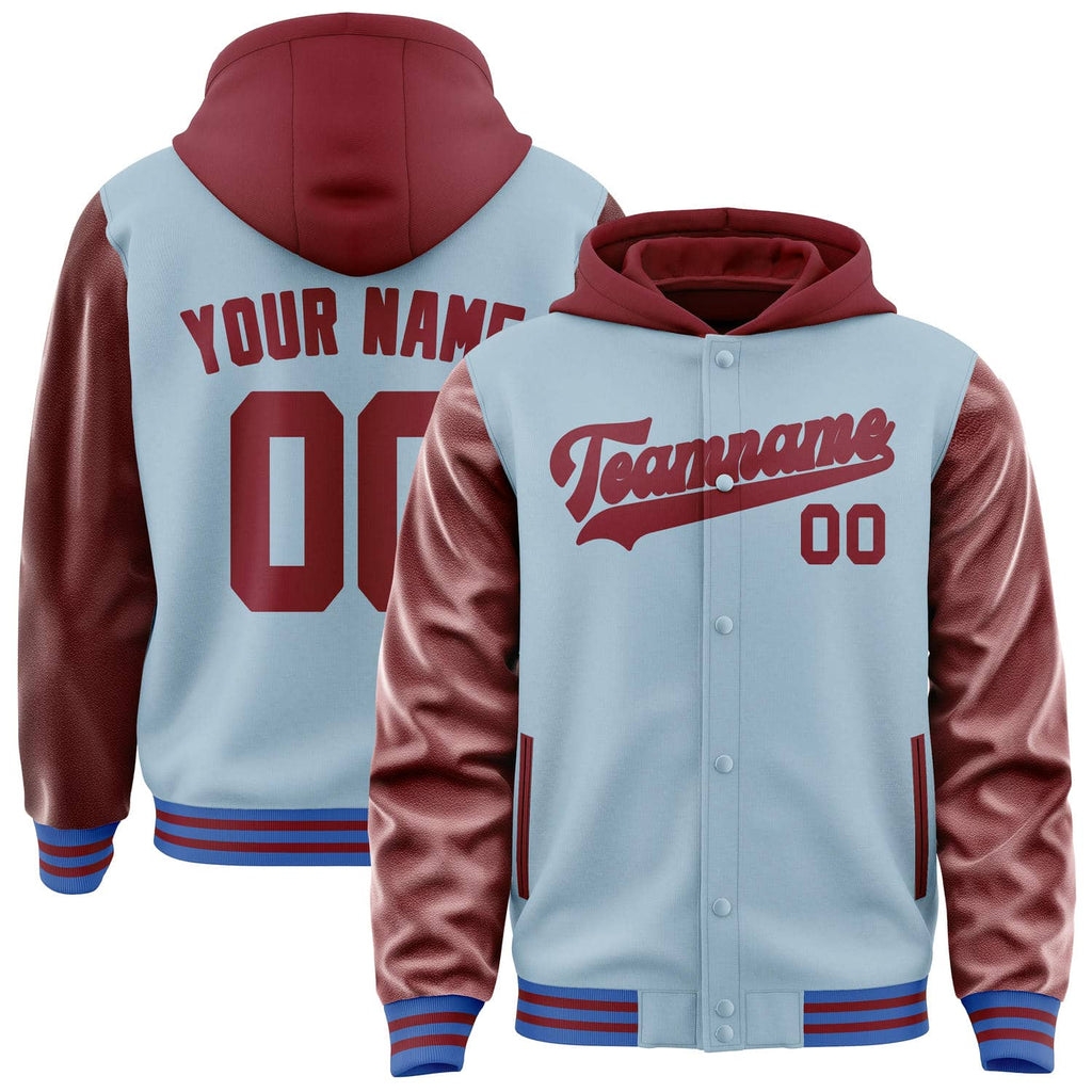 Custom Light Blue Crimson Red Jacket