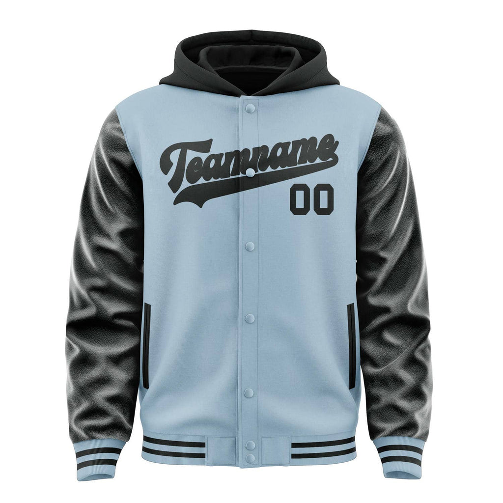 Custom Light Blue Black Jacket