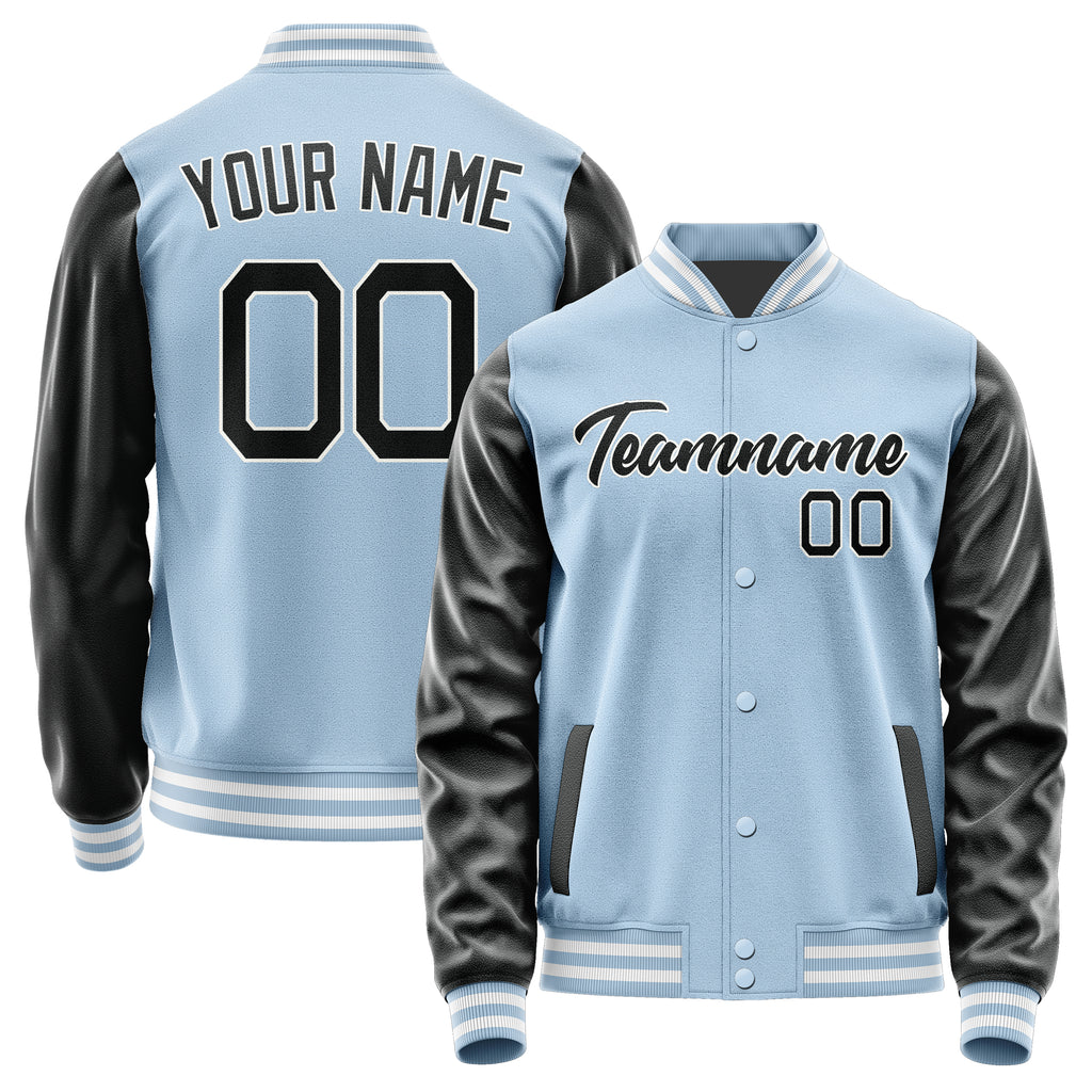 Custom Light Blue Black Jacket JA0808170818B21817