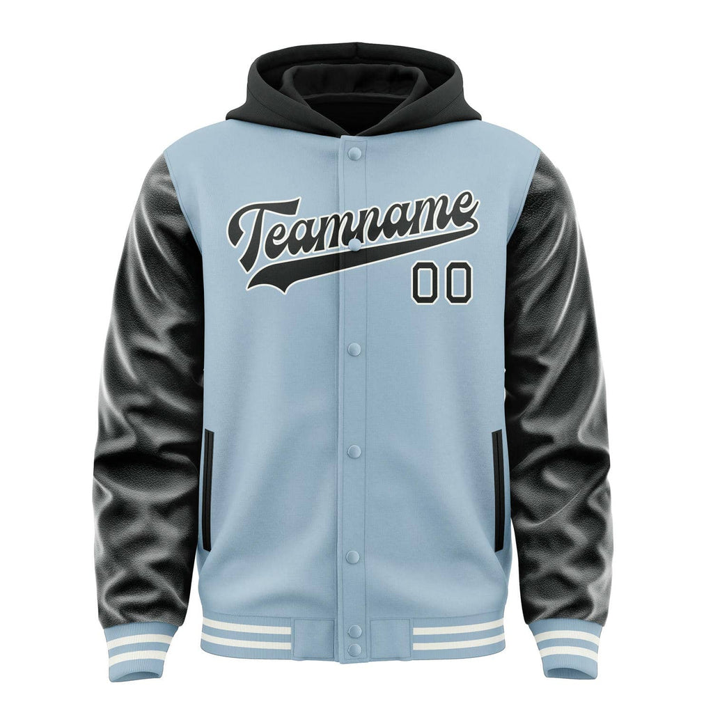 Custom Light Blue Black Jacket