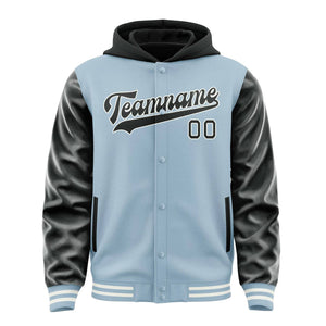Custom Light Blue Black Jacket
