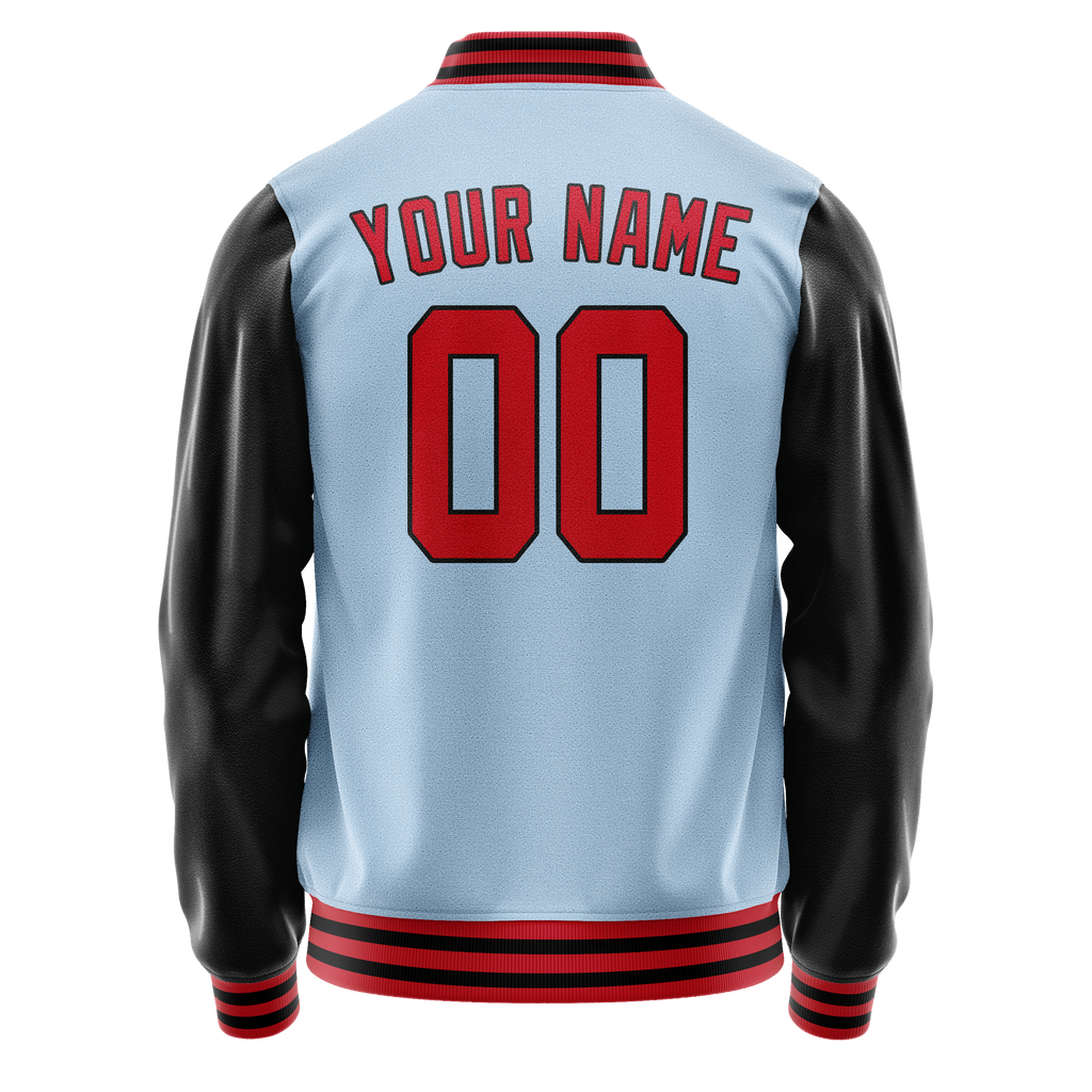 Custom Light-Blue Crimson Solid Color Varsity Letterman Jacket