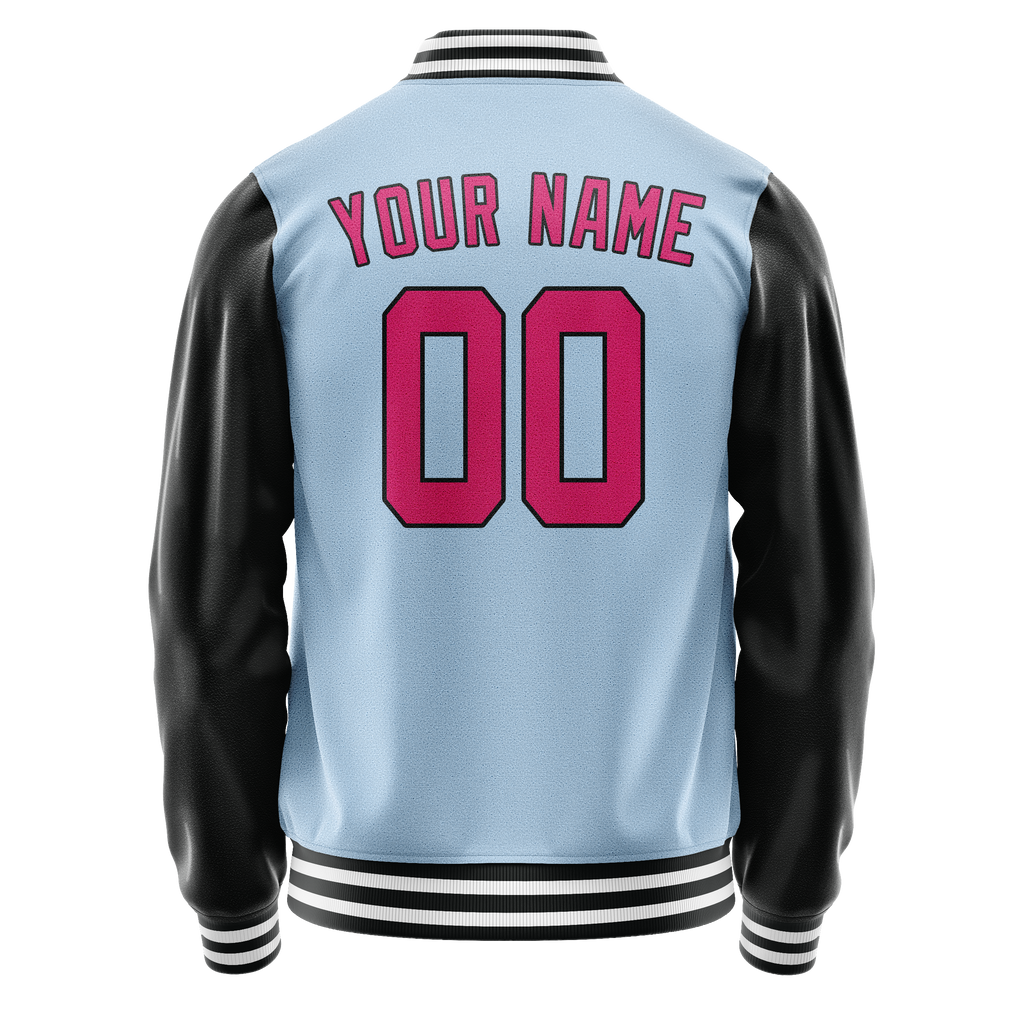 Custom Light-Blue Pink Solid Color Varsity Letterman Jacket