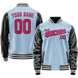 Custom Light-Blue Pink Solid Color Varsity Letterman Jacket