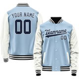 Custom Light-Blue Navy Solid Color Varsity Letterman Jacket