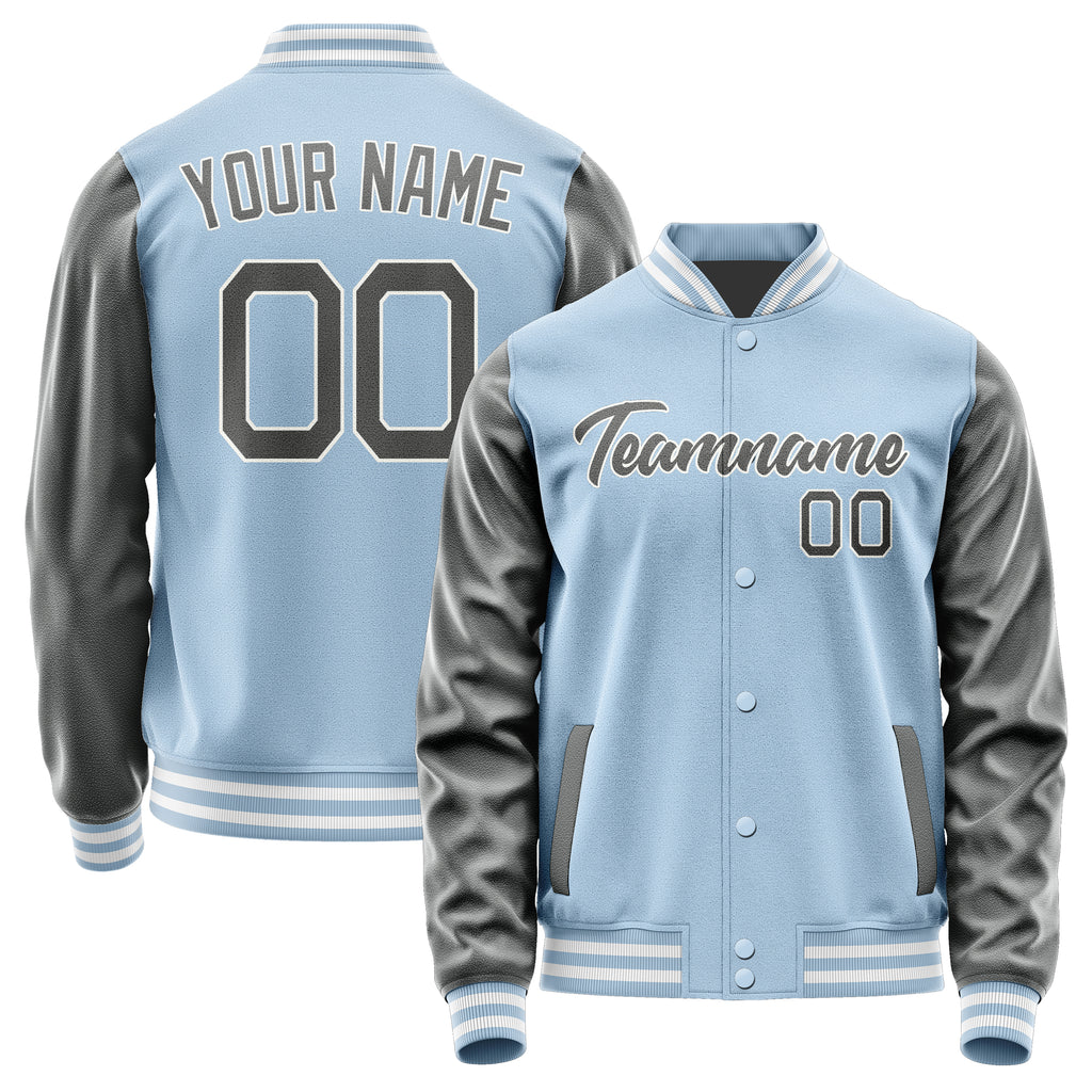 Custom Light Blue Dark Grey Jacket JA0808200818B21820