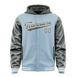Custom Light Blue Dark Grey Jacket