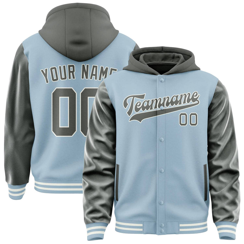 Custom Light Blue Dark Grey Jacket