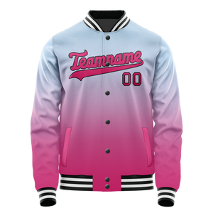 Custom Light-Blue Pink Gradient Varsity Letterman Jacket