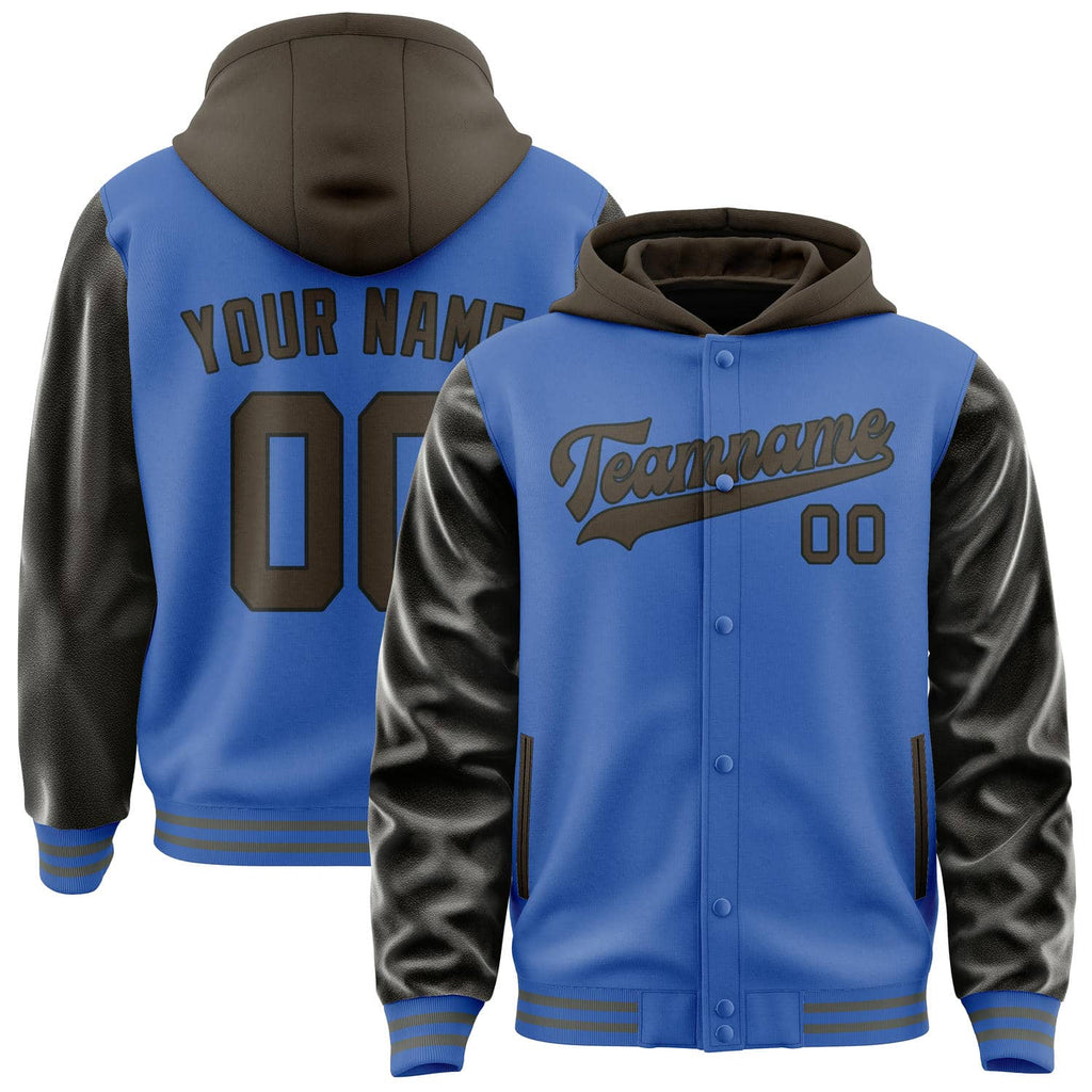 Custom Sky Blue Brown Jacket