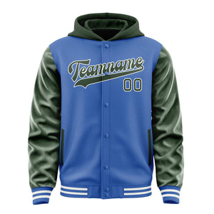 Custom Sky Blue Dark Green Jacket