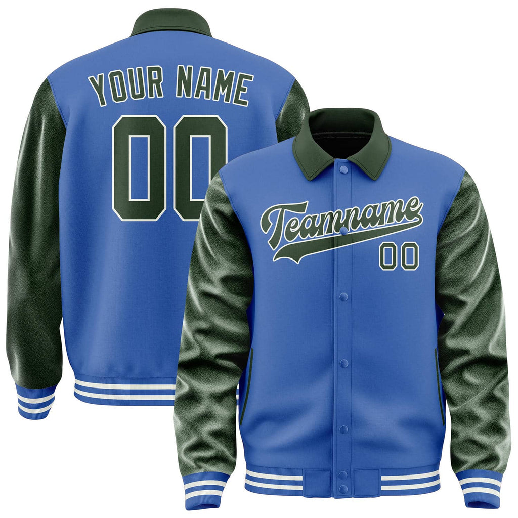 Custom Sky Blue Dark Green Jacket