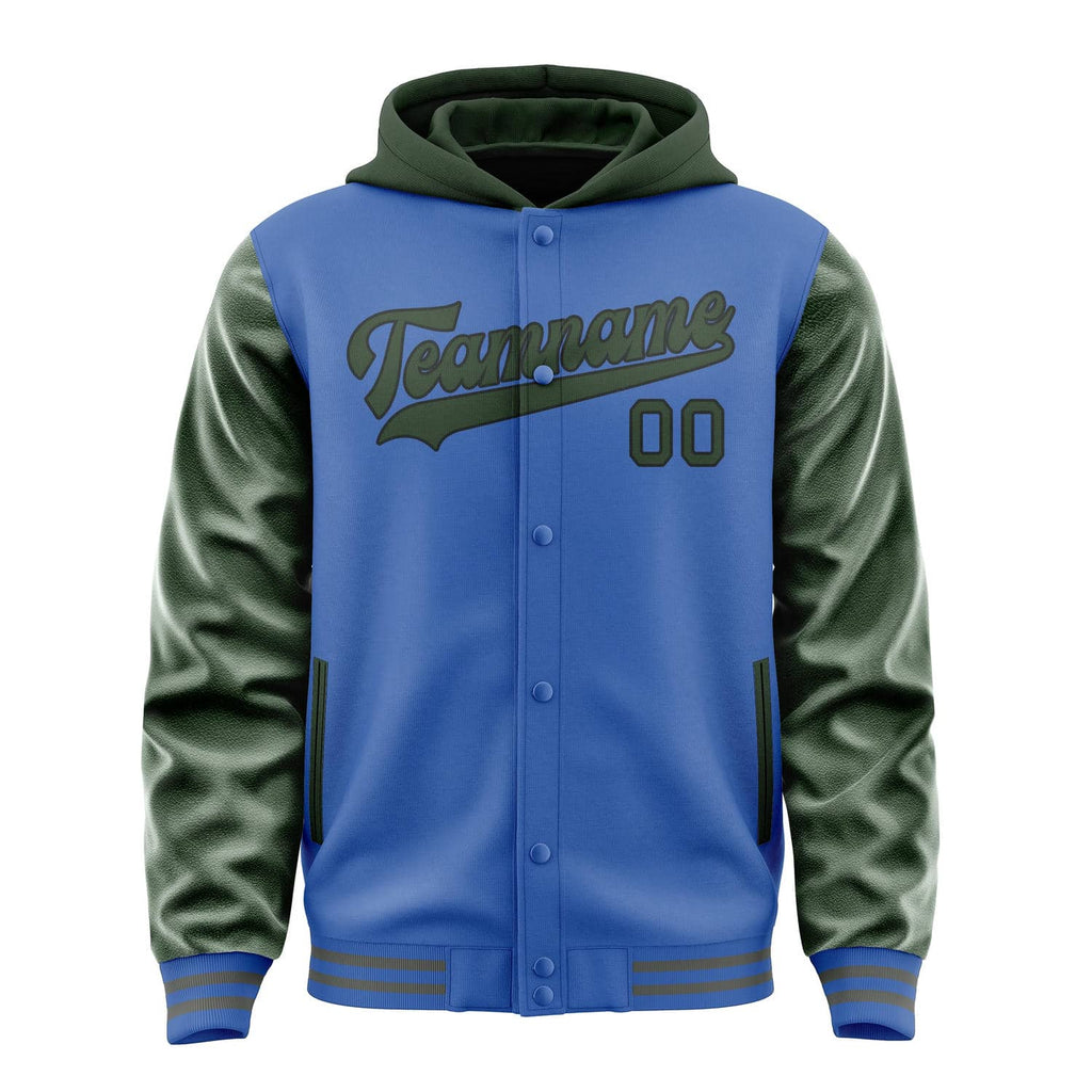 Custom Sky Blue Dark Green Jacket