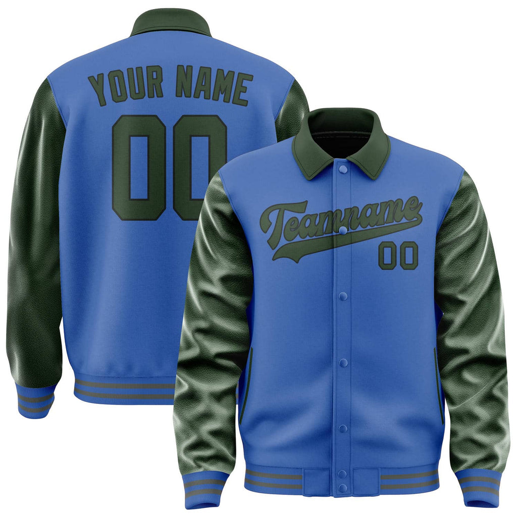 Custom Sky Blue Dark Green Jacket