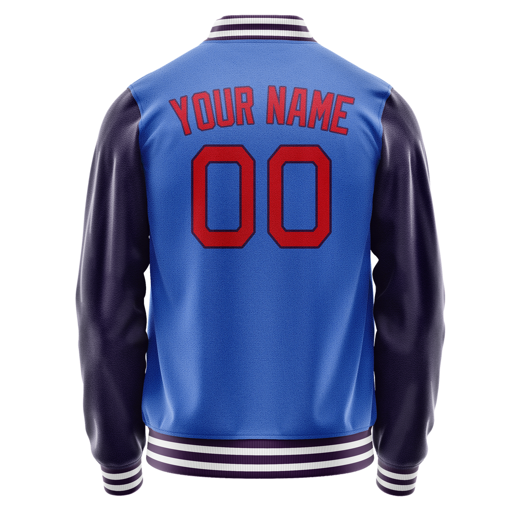 Custom Electric-Blue Purple Solid Color Varsity Letterman Jacket