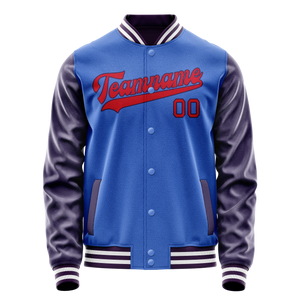 Custom Electric-Blue Purple Solid Color Varsity Letterman Jacket