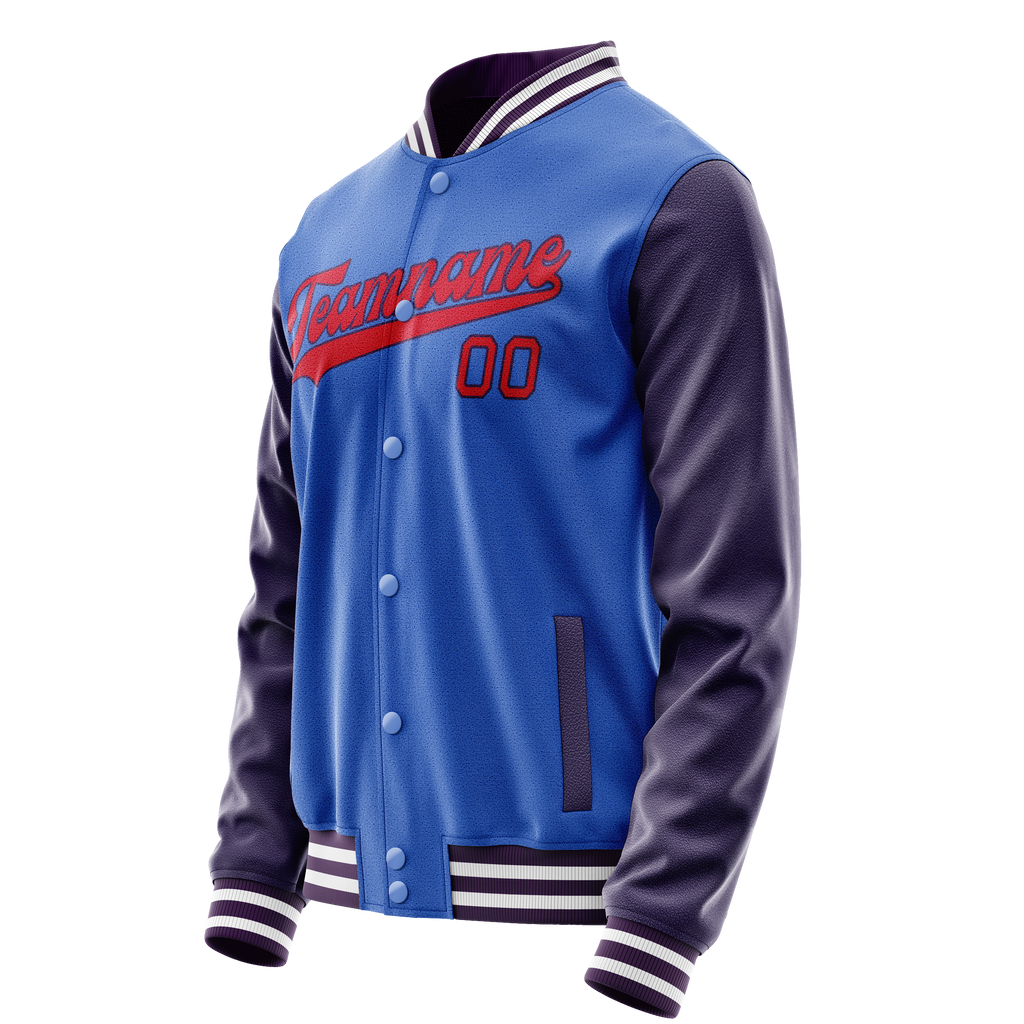 Custom Electric-Blue Purple Solid Color Varsity Letterman Jacket