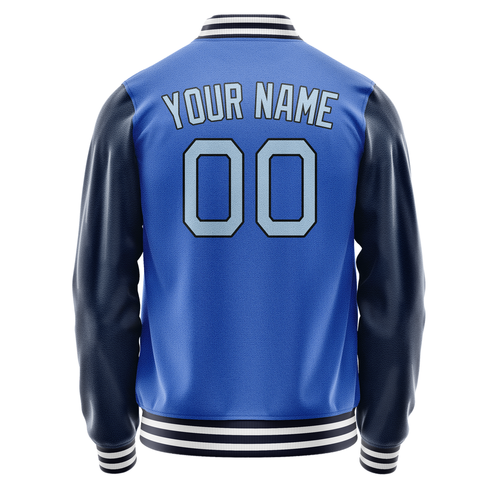 Custom Electric-Blue Navy Solid Color Varsity Letterman Jacket