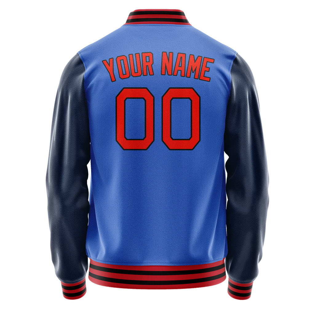 Custom Electric-Blue Navy Solid Color Varsity Letterman Jacket