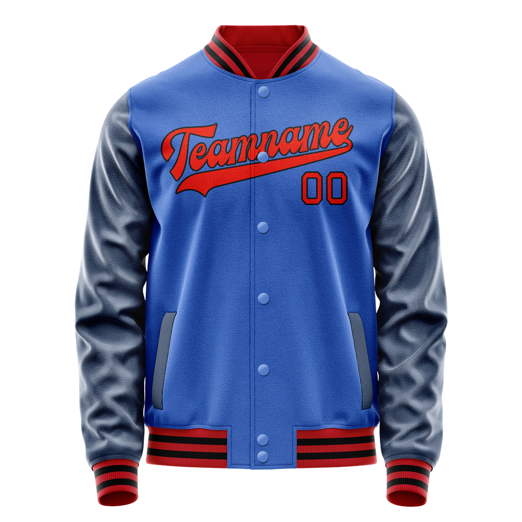 Custom Electric-Blue Navy Solid Color Varsity Letterman Jacket