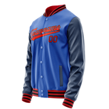 Custom Electric-Blue Navy Solid Color Varsity Letterman Jacket