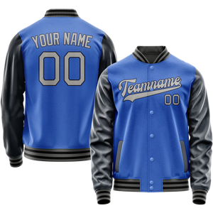Custom Electric-Blue Navy Solid Color Varsity Letterman Jacket