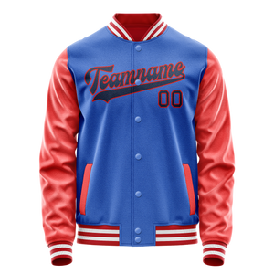 Custom Electric-Blue Orange Solid Color Varsity Letterman Jacket