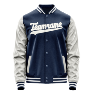 Custom Royal Gray Solid Color Varsity Letterman Jacket