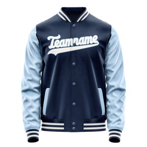 Custom Royal Light-Blue Solid Color Varsity Letterman Jacket