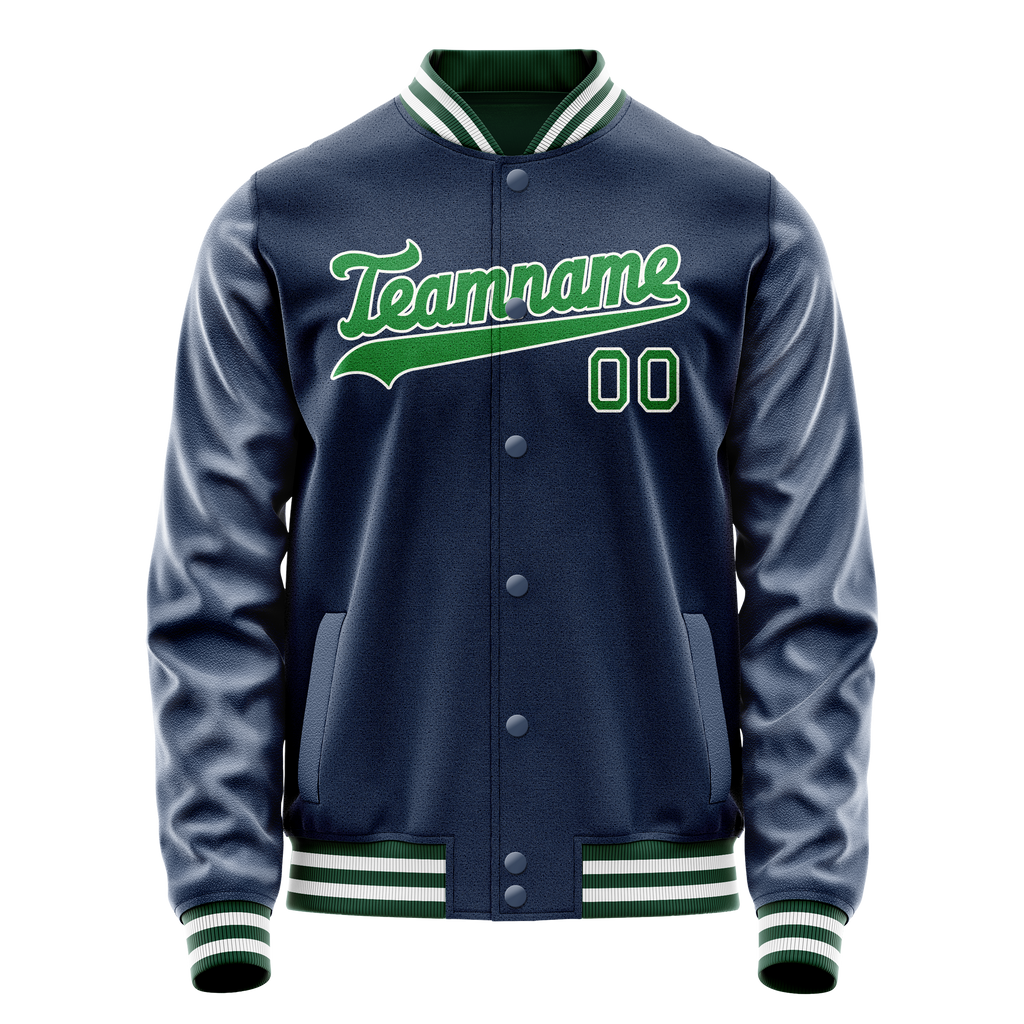 Custom Royal Neon-Green Solid Color Varsity Letterman Jacket