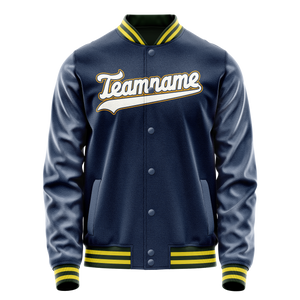 Custom Royal White Solid Color Varsity Letterman Jacket