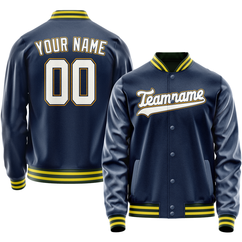 Custom Royal White Solid Color Varsity Letterman Jacket