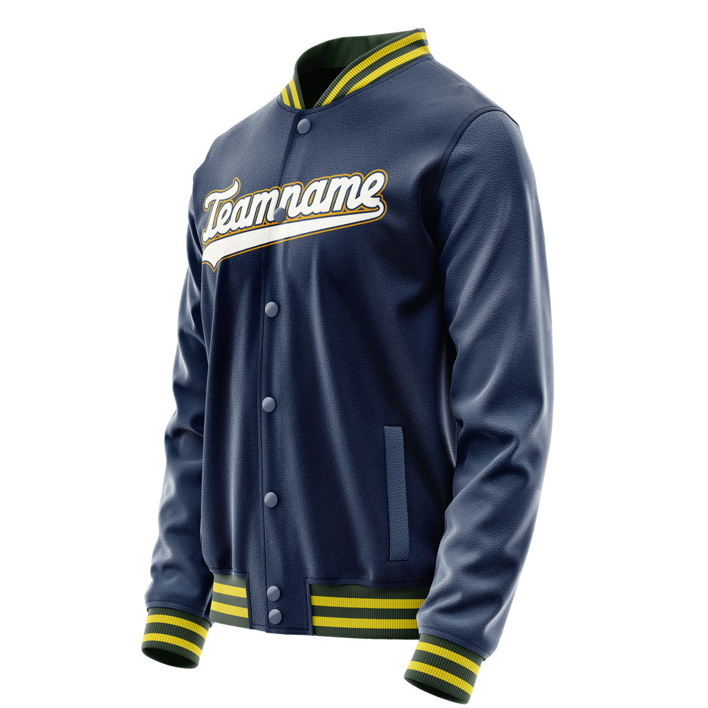 Custom Royal White Solid Color Varsity Letterman Jacket
