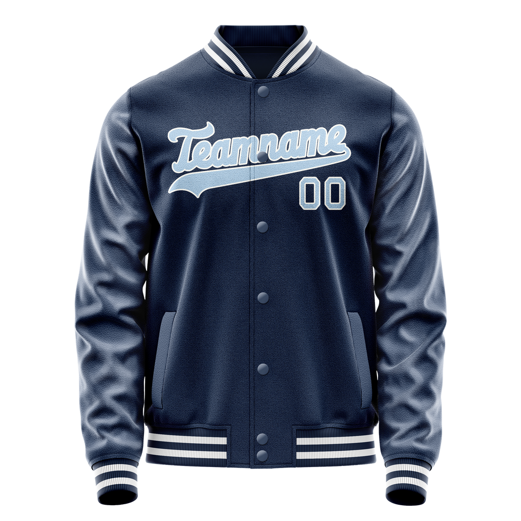 Custom Royal Light-Blue Solid Color Varsity Letterman Jacket