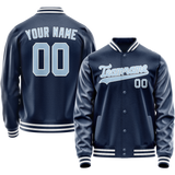 Custom Royal Light-Blue Solid Color Varsity Letterman Jacket