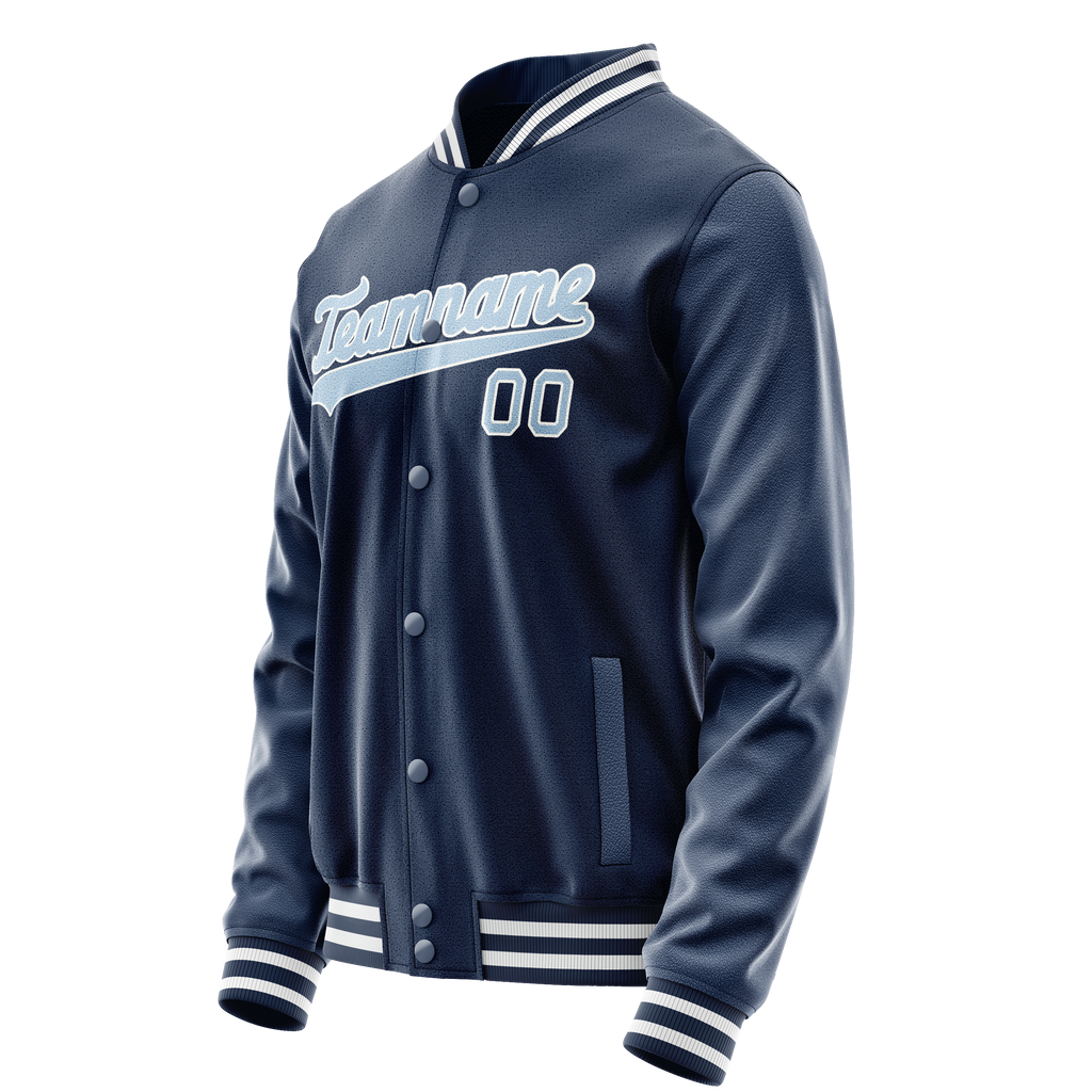 Custom Royal Light-Blue Solid Color Varsity Letterman Jacket