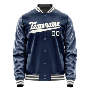 Custom Royal White Solid Color Varsity Letterman Jacket