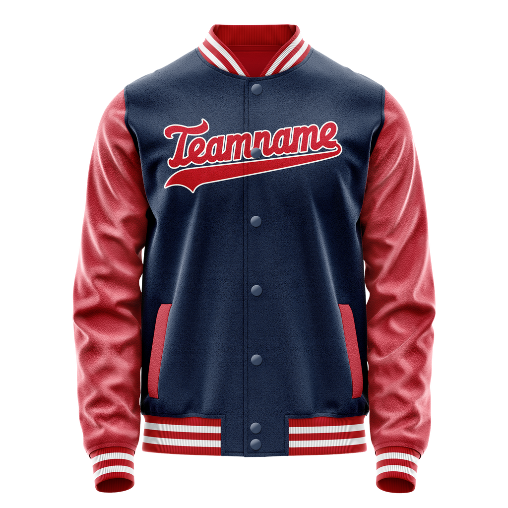 Custom Royal Texas-Orange Solid Color Varsity Letterman Jacket