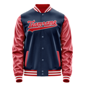 Custom Royal Texas-Orange Solid Color Varsity Letterman Jacket