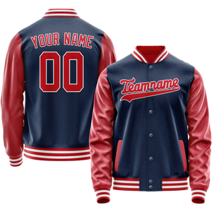 Custom Royal Texas-Orange Solid Color Varsity Letterman Jacket
