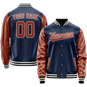 Custom Royal Brown Solid Color Varsity Letterman Jacket