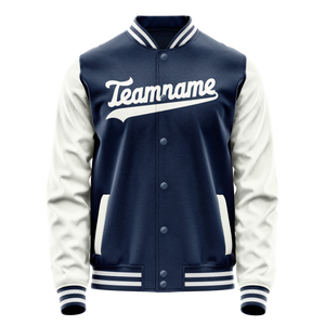 Custom Royal White Solid Color Varsity Letterman Jacket