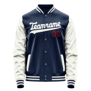 Custom Royal White Solid Color Varsity Letterman Jacket