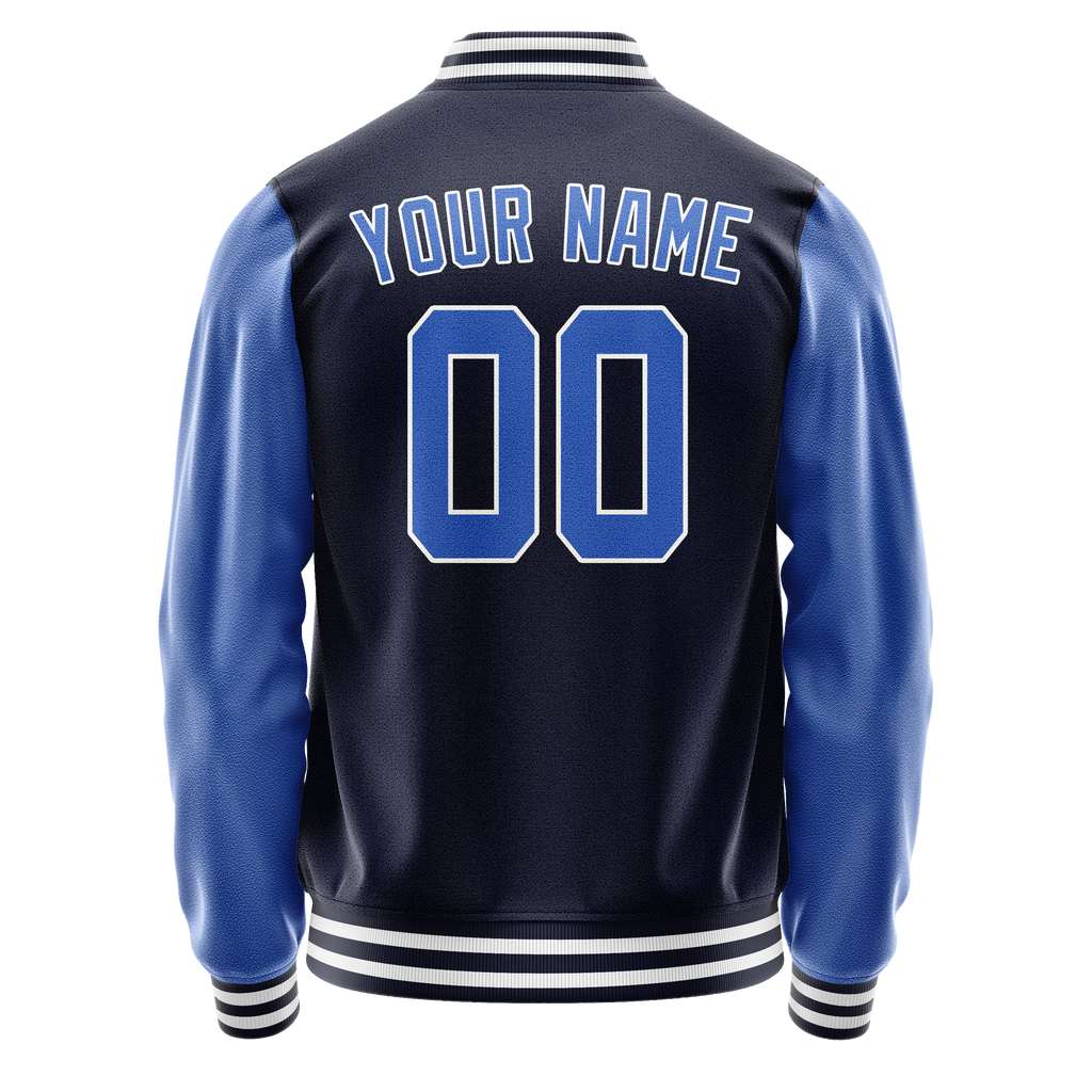 Custom Navy Royal Solid Color Varsity Letterman Jacket