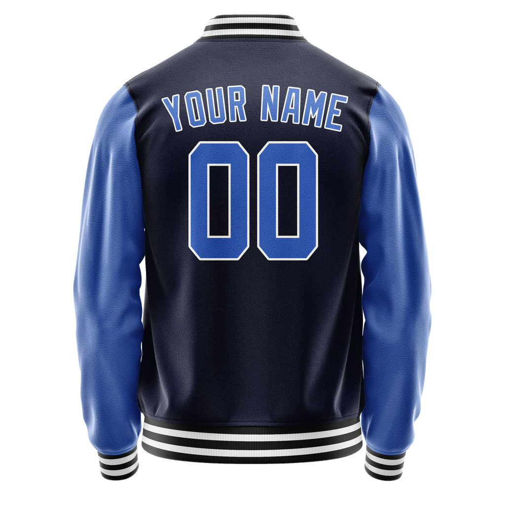 Custom Navy Royal Solid Color Varsity Letterman Jacket