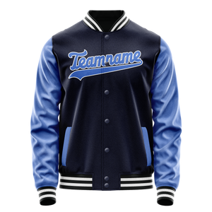 Custom Navy Royal Solid Color Varsity Letterman Jacket