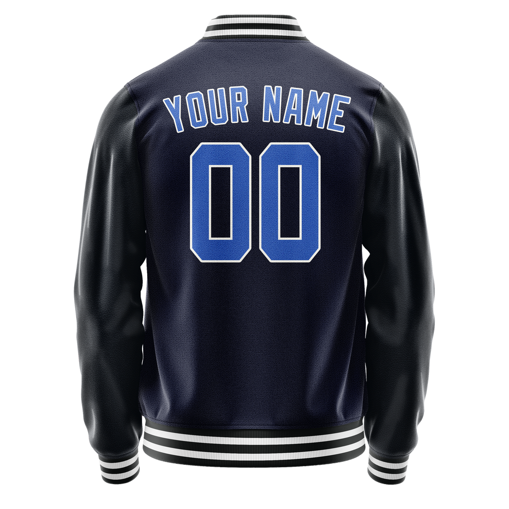 Custom Navy Royal Solid Color Varsity Letterman Jacket