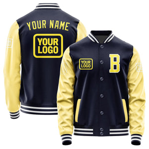 Custom Navy Light Yellow Jacket JA111126111818262618