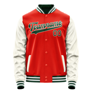Custom Orange Cream Solid Color Varsity Letterman Jacket