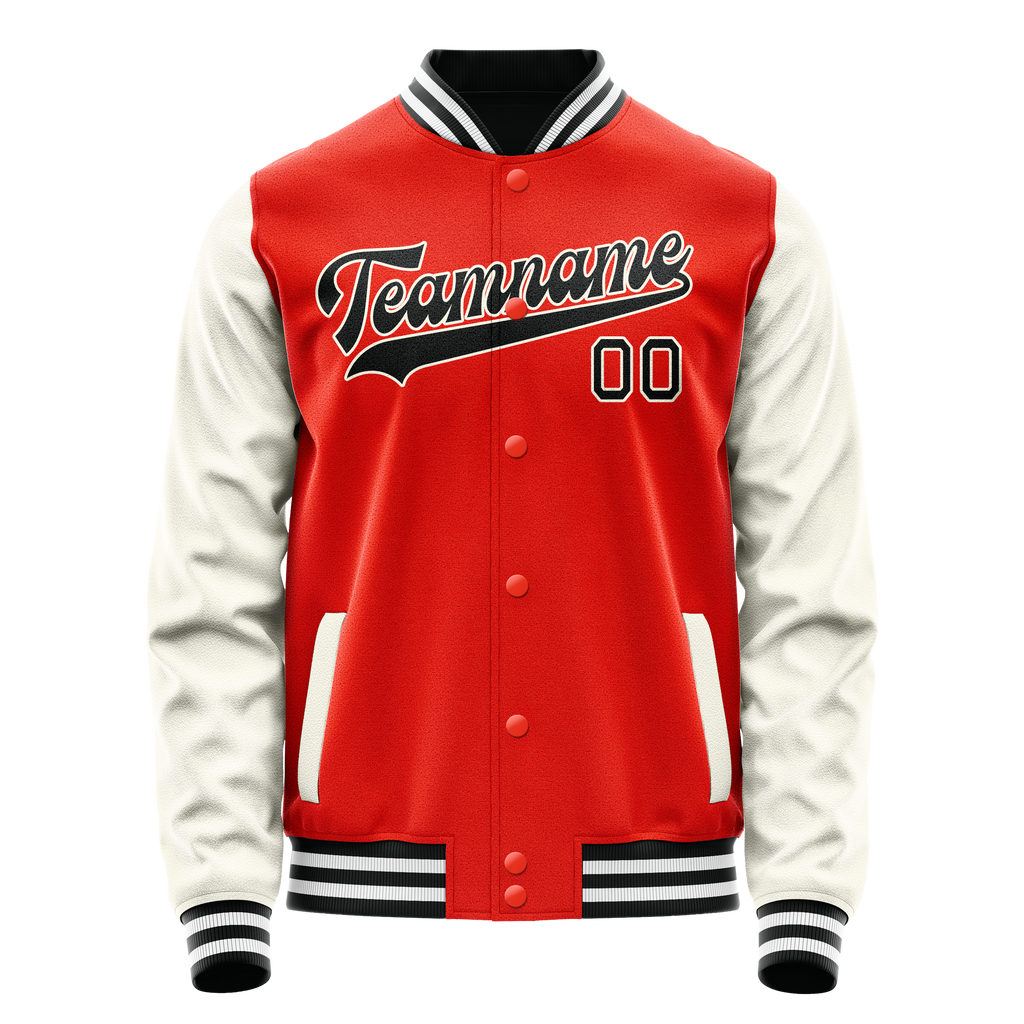 Custom Orange Cream Solid Color Varsity Letterman Jacket